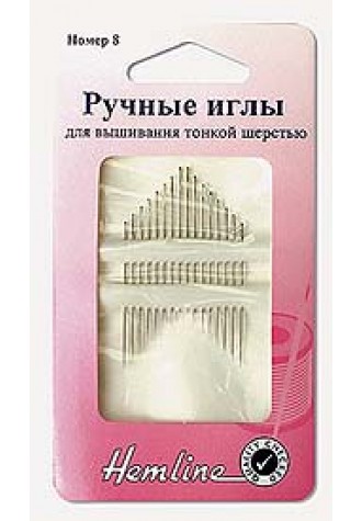 200.8 Иглы ручные для шитья и вышивания с острым кончиком, №8, 16 шт