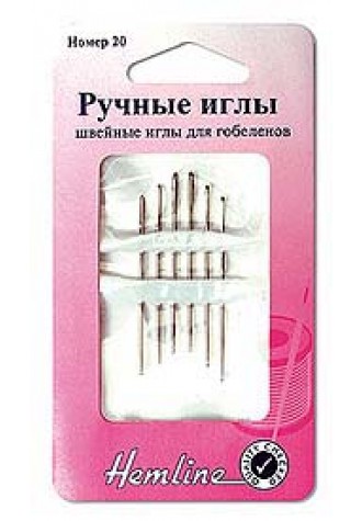 203.20 Иглы ручные для вышивания с закругленны кончиком №20, 6 шт