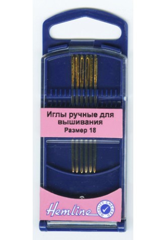 283.18 G Иглы для вышивания с закруглённым кончиком в пластиковом контейнере №18, 6шт