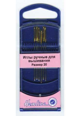 283.20 G Иглы для вышивания с закруглённым кончиком в пластиковом контейнере №20, 6шт