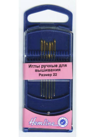 283.22 G Иглы для вышивания с закруглённым кончиком в пластиковом контейнере №22, 6шт